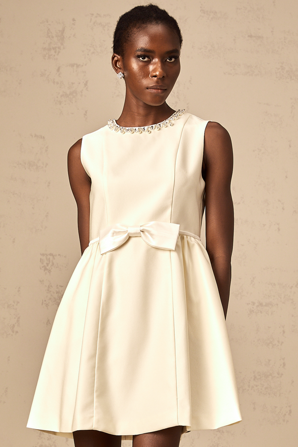 Isabelle white bowknot embellished mini dress (US Only)
