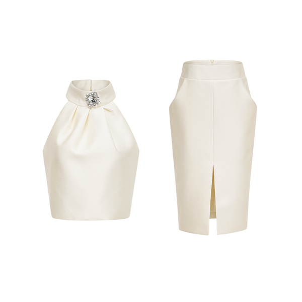 Manon white top & skirt matching set