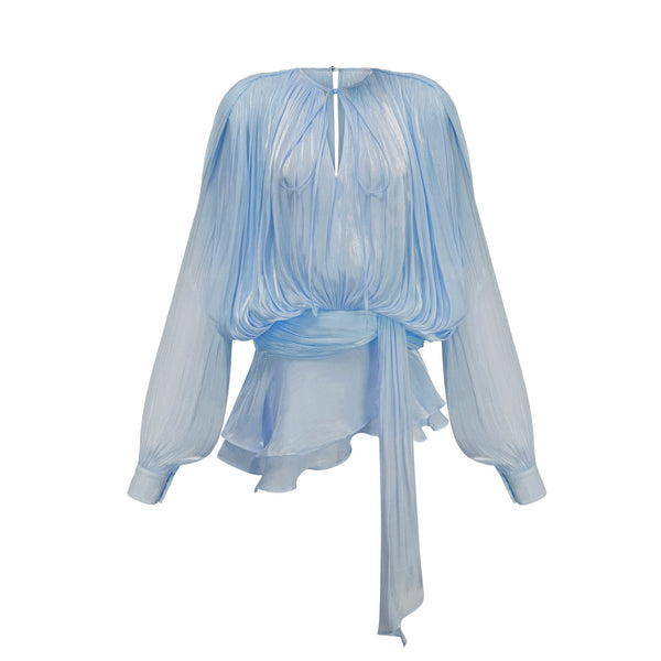 Eugénie Blue Fully Pleated Ruffled Mini Dress