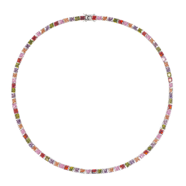 Avril Multicolor Square Cut Crystal Embellished Necklace