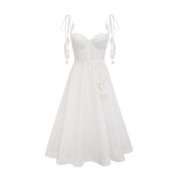 Hélène white corset midi dress (US Only)