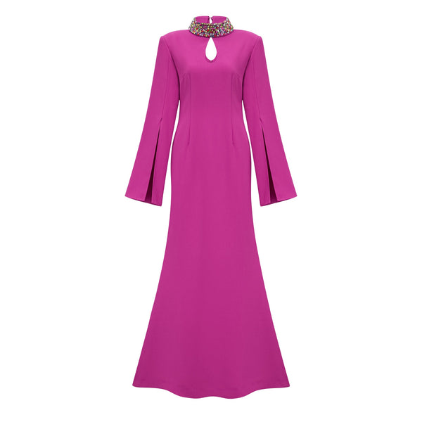 Majestueuse Fuchsia Keyhole-Detail Mermaid Gown