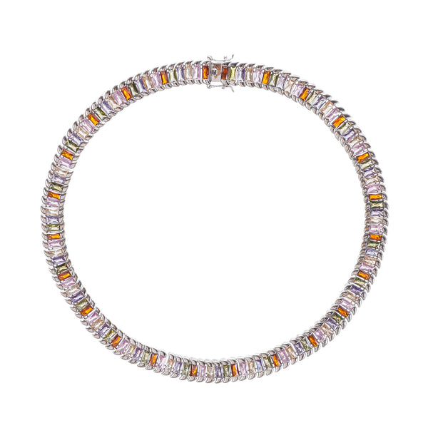 Isoline Silver Tone Crystal Embellished Necklace