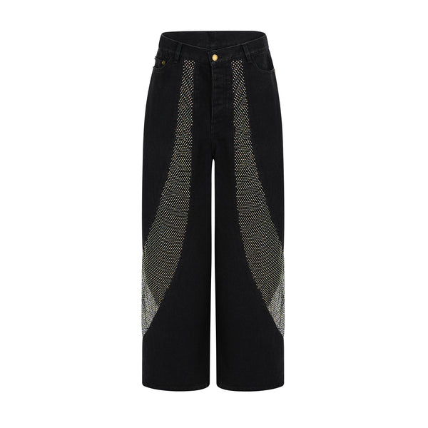 Thérèse mesh-panel wide-leg jeans (US Only)