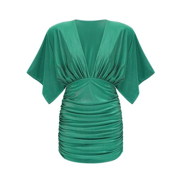 Yvette ruched V-neck mini dress (US Only)