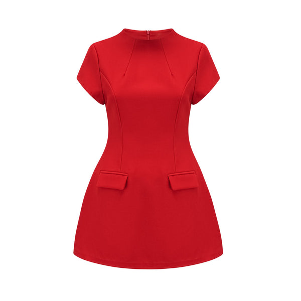 Esther red cap-sleeve mini dress