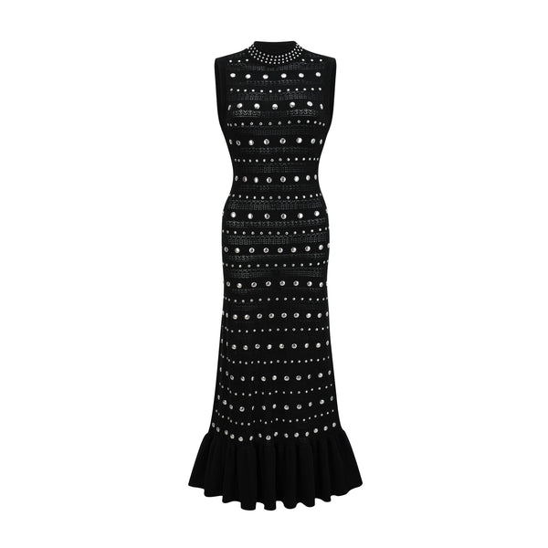 Chloé studded crochet-knit maxi dress in Black