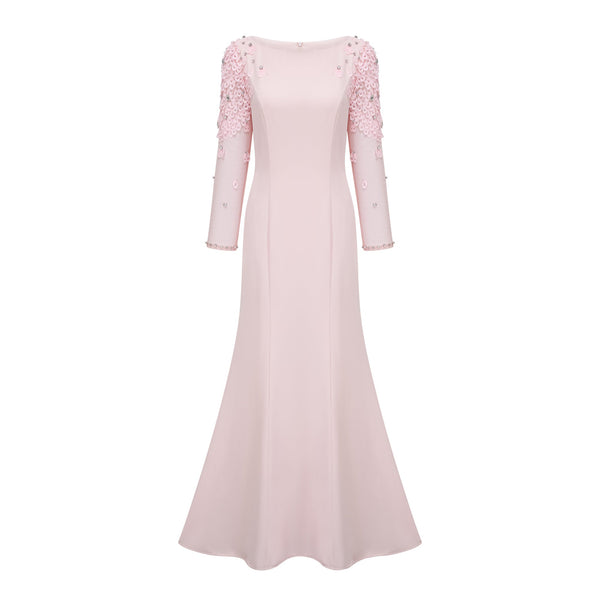 Gunnel Pink Flared Embellished Maxi Gown