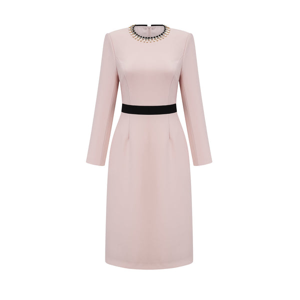 Anaïs pink crystal color-blocked midi dress (US Only)