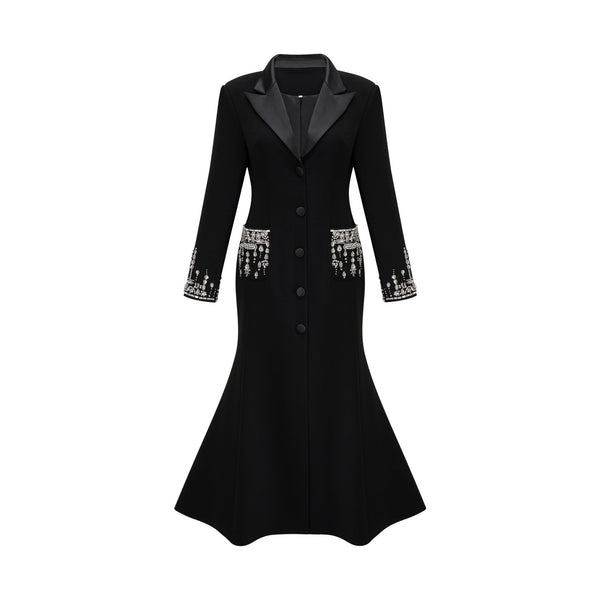 Diane black embellished maxi blazer dress