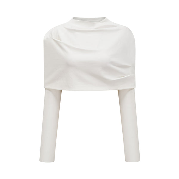 Hanna white ruched cropped top