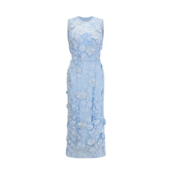 Herta blue floral-appliqué midi dress (US Only)