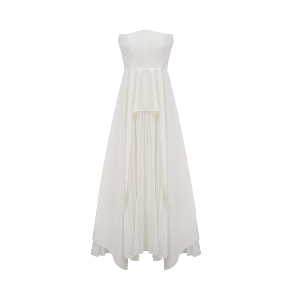 Vanessa white pleated off-shoulder maxi dress