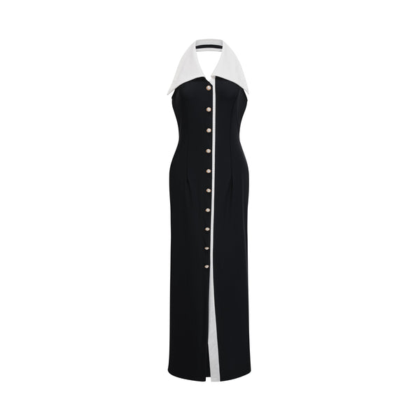 Alessandra color-blocked fitted maxi dress