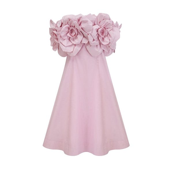 Juliette pink off-shoulder 3D-petal midi dress (US Only)