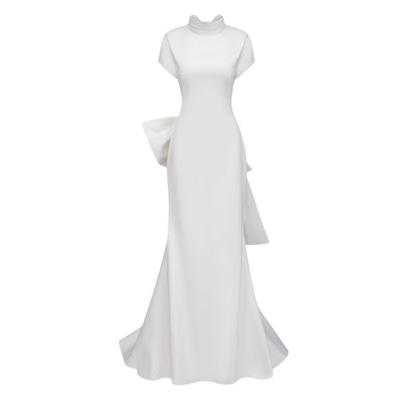 Camille White Statement Bow Mermaid Maxi Dress