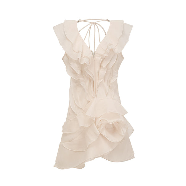 Hélène faux-flower layered ruffled mini dress (US Only)