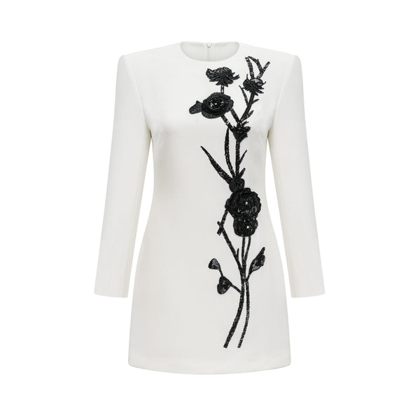 Vanessa white faux-flower embellished mini dress