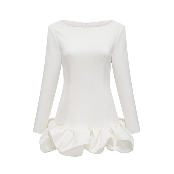 Elodie bubble-skirt mini dress in White