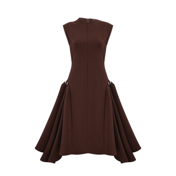 Jenifier brown asymmetrical midi dress