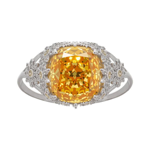 Amandine Yellow Halo-Set Gemstone Ring