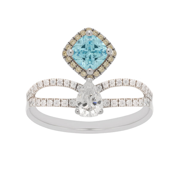 Eloïse Blue Crystal Embellished Sterling Silver Ring