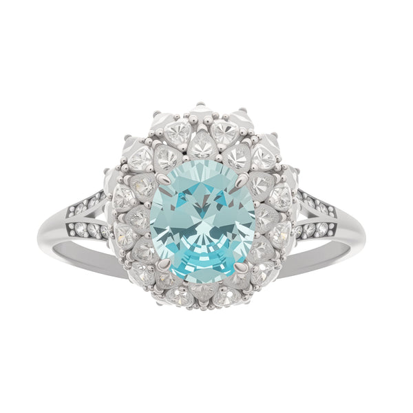 Céleste Blue Oval Cut Gemstone Sterling Silver Ring