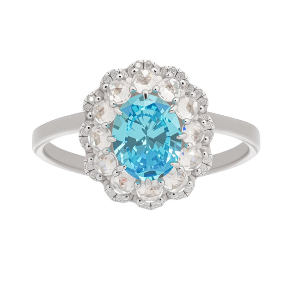 Coralie Blue Floral Gemstone Sterling Silver Ring