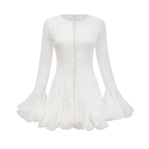 Anaïs semi-sheer flared mini dress (US Only)