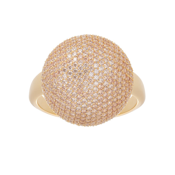 Radieuse Gold Tone Crystal Embellished Sterling Silver Ring