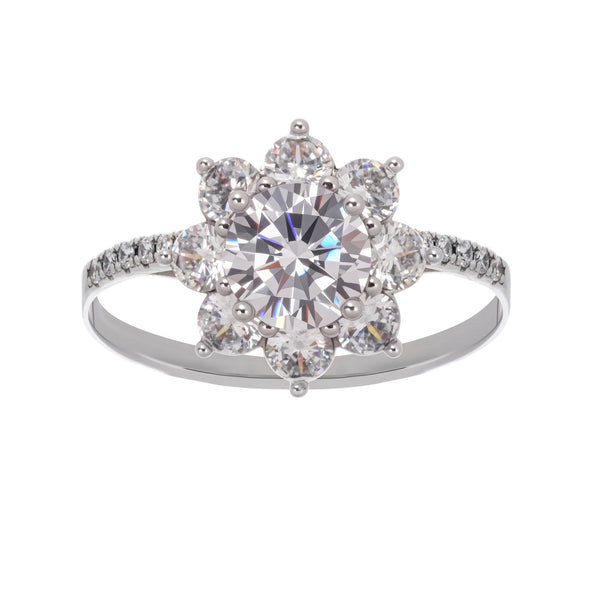Émilie Sterling Silver Flower Shaped Zircon Gemstone Ring