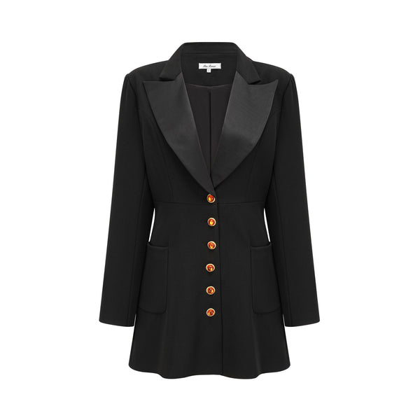 Aurore black single-breasted blazer dress