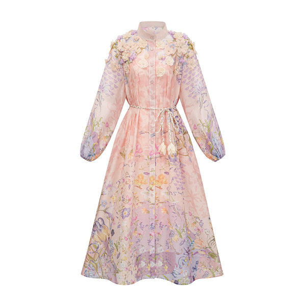 Delphine Pink Floral Print Maxi Dress