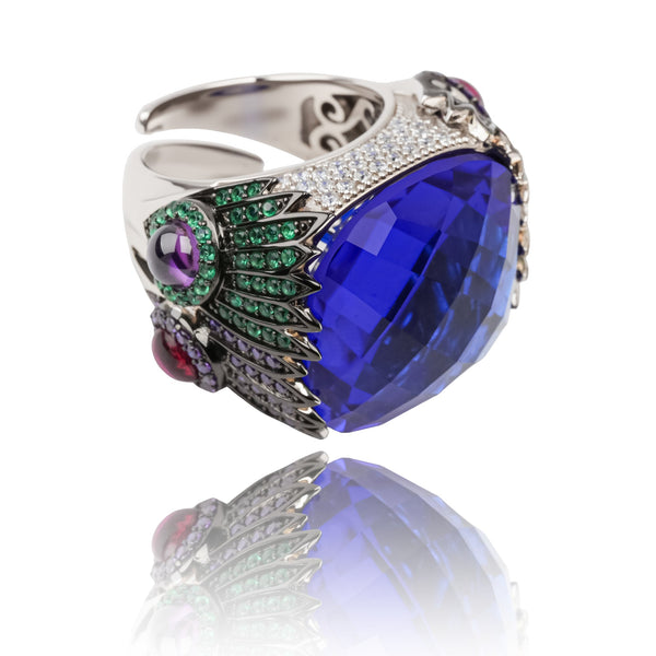 Givre Blue Bezel-Set Adjustable Gemstone Ring