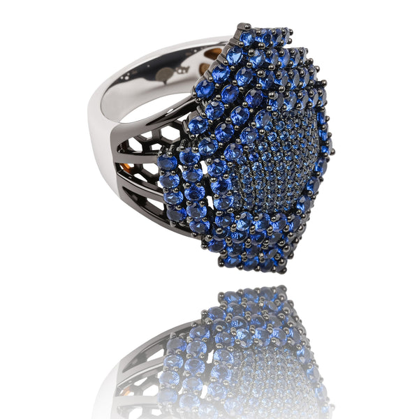 Galaxie Blue Dome Shaped Sterling Silver Ring