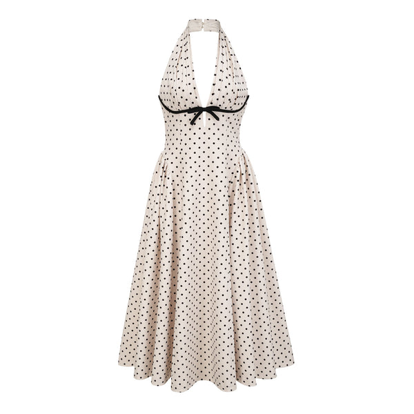 Gitane White Polka Dot Midi Dress