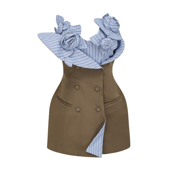 Johanna Brown Floral Panelled Mini Dress