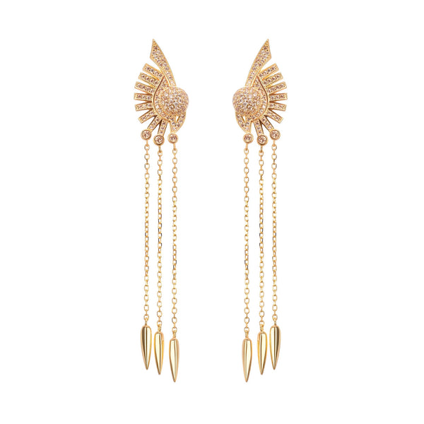 Balch Gold Tone Sun Motif Dangle Silver Earrings