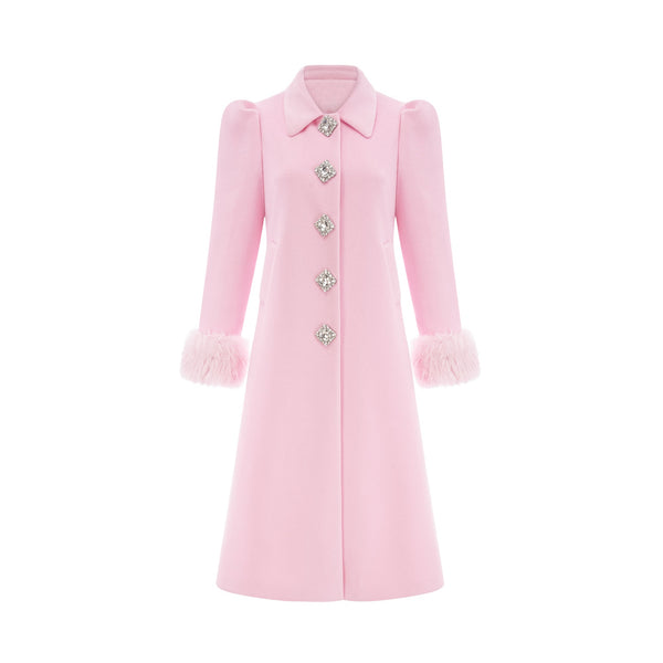 Louisette pink faux-fur overcoat