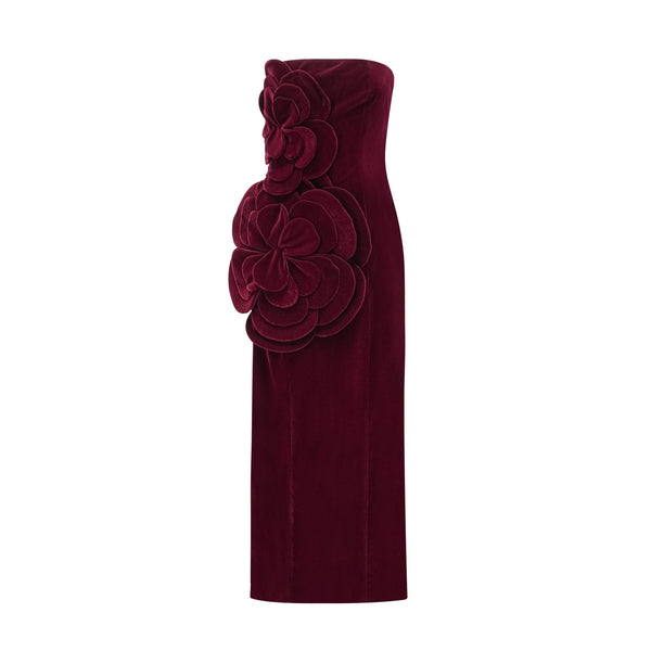 Azura Red Floral Appliqué Maxi Dress
