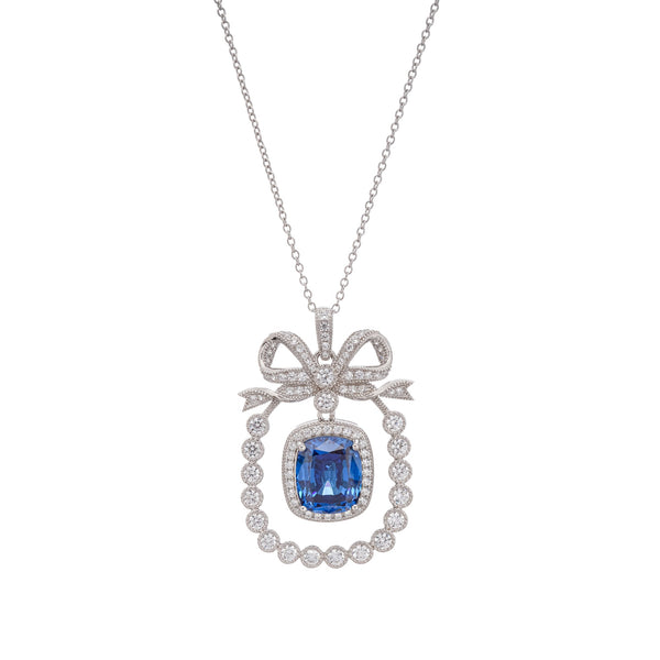 Kaisu Blue Bow Gemstone Pendant Sterling Silver Necklace