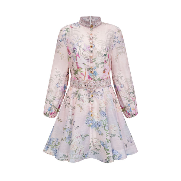 Fabienne light-pink floral-print mini dress