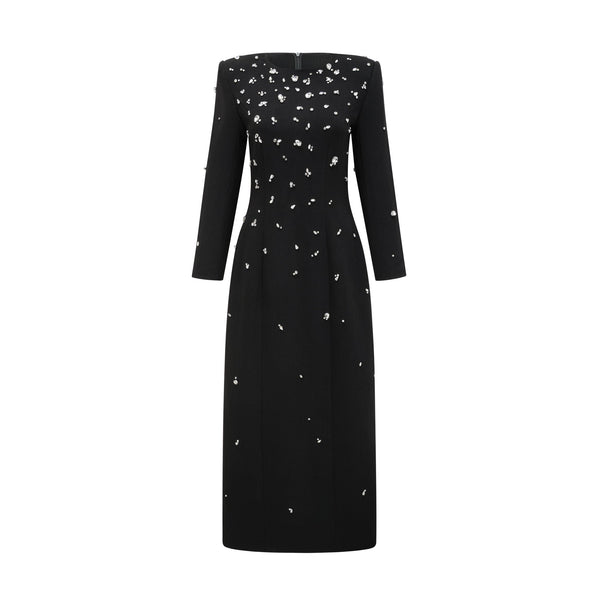 Imelda black crystal-embellished maxi dress
