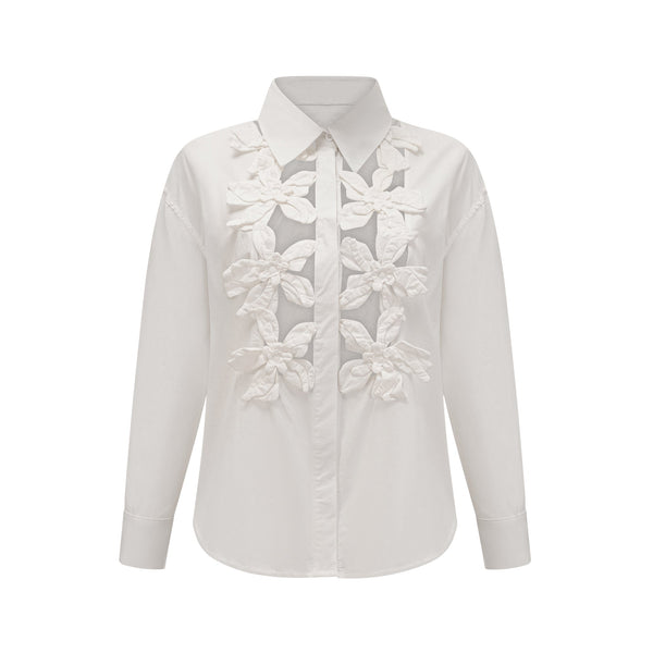 Rosalie white floral cut-out shirt