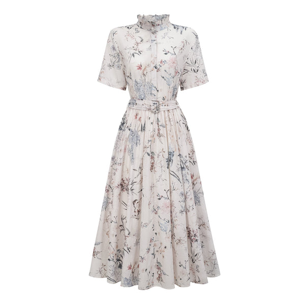 Héloïse White Floral Print Summer Midi Dress (US Only)