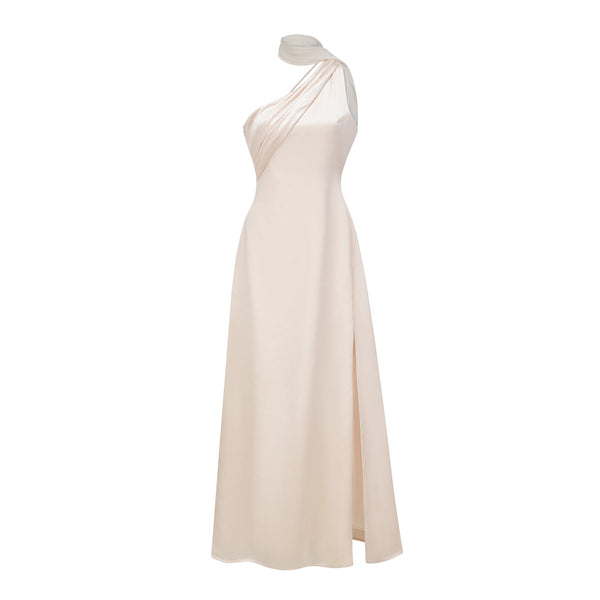 Thérèse neutral scarf-design satin maxi dress (US Only)