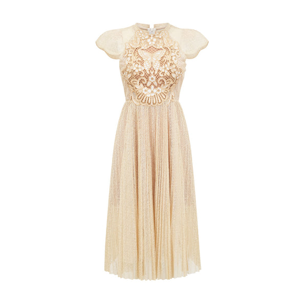 Nerissa embroidered pleated midi dress (US Only)