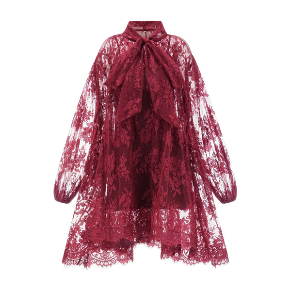 Coline red chantilly lace oversize dress