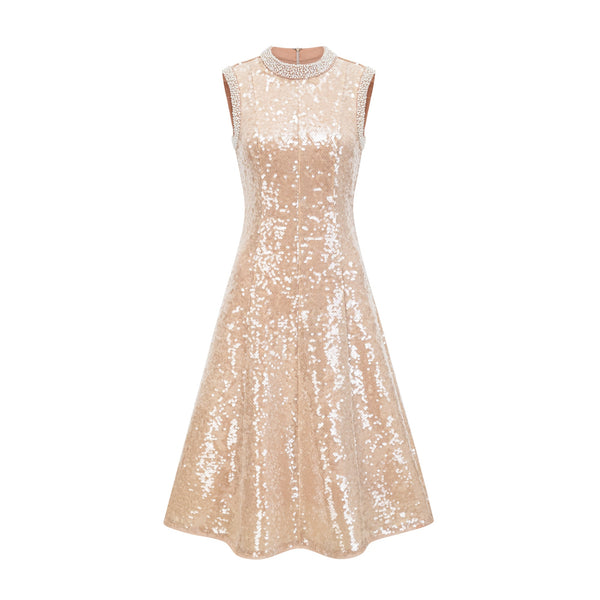 Ornella faux-pearl sequined midi dress (US Only)