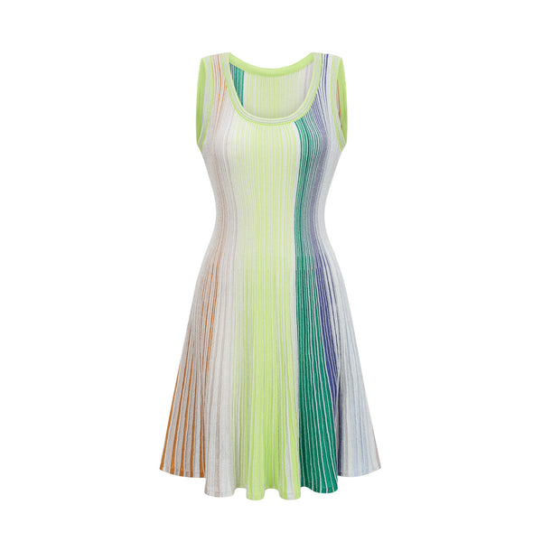 Amaryllis Green Sequin Striped Knit Mini Dress